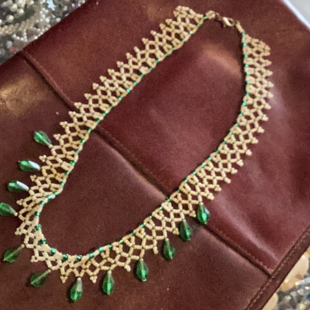 Handmade beaded necklace and earring set new